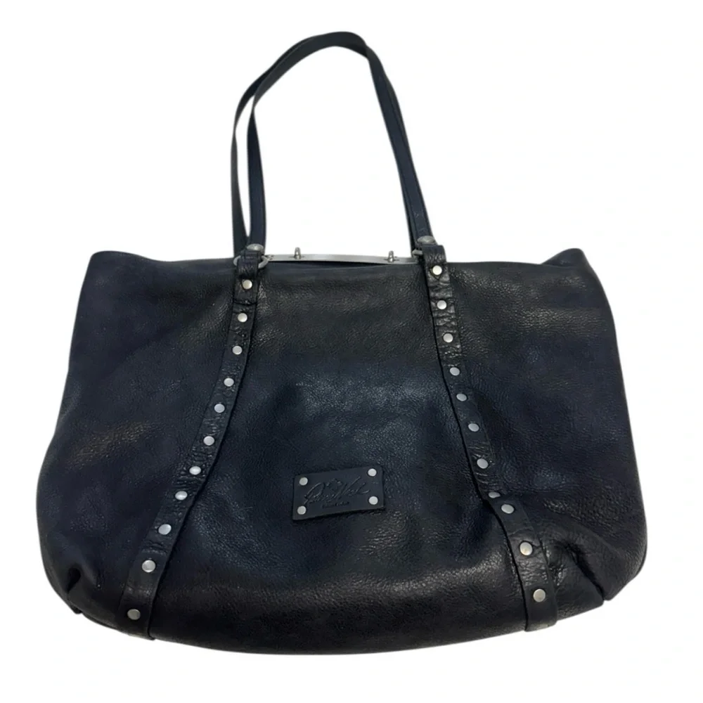 Patricia Nash Benvenuto Black Leather Studded Tote Bag